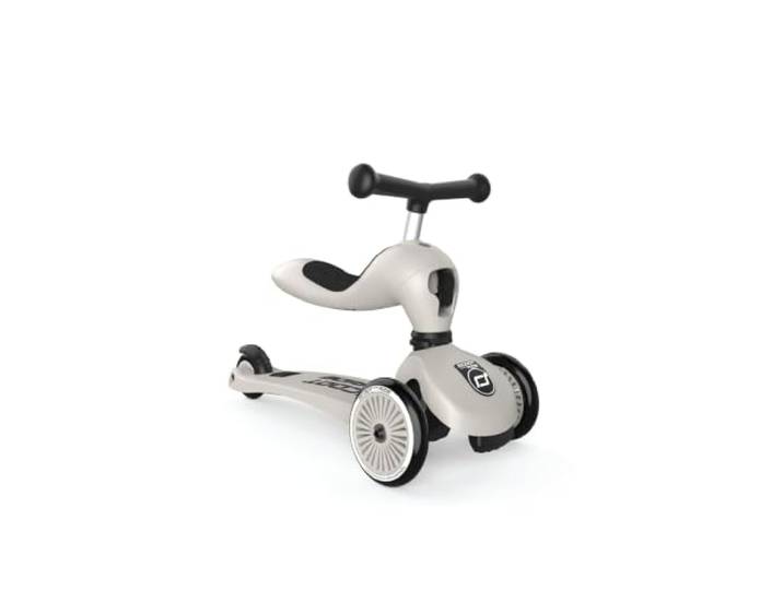 Scoot & Ride, Highwaykick 1-2 in 1 Kinderkickboard-Laufrad, Scooter, Farbe Ash, für Kinder 1 bis 5 Jahren