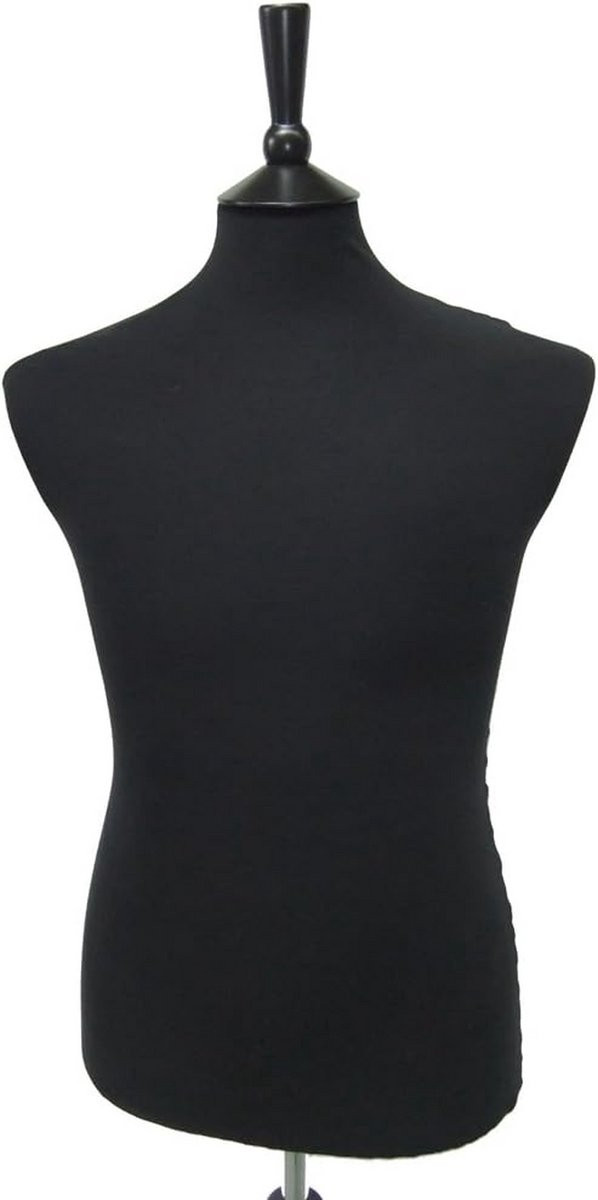 Mannequin Heren - Zwarte Kleermakerspop met Verstelbaar Statief - 70 cm Body
