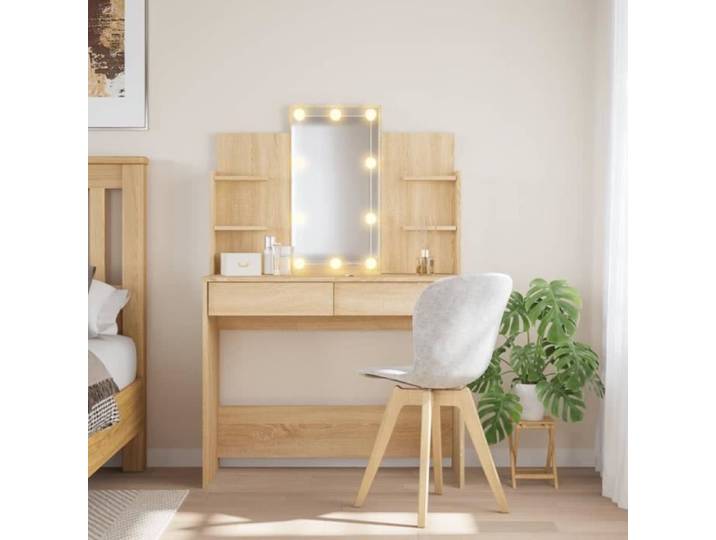 “Summer Sale élégant Coiffeuse avec lumières LED chêne sonoma 96x40x142 cm 34.29 Kg 36966