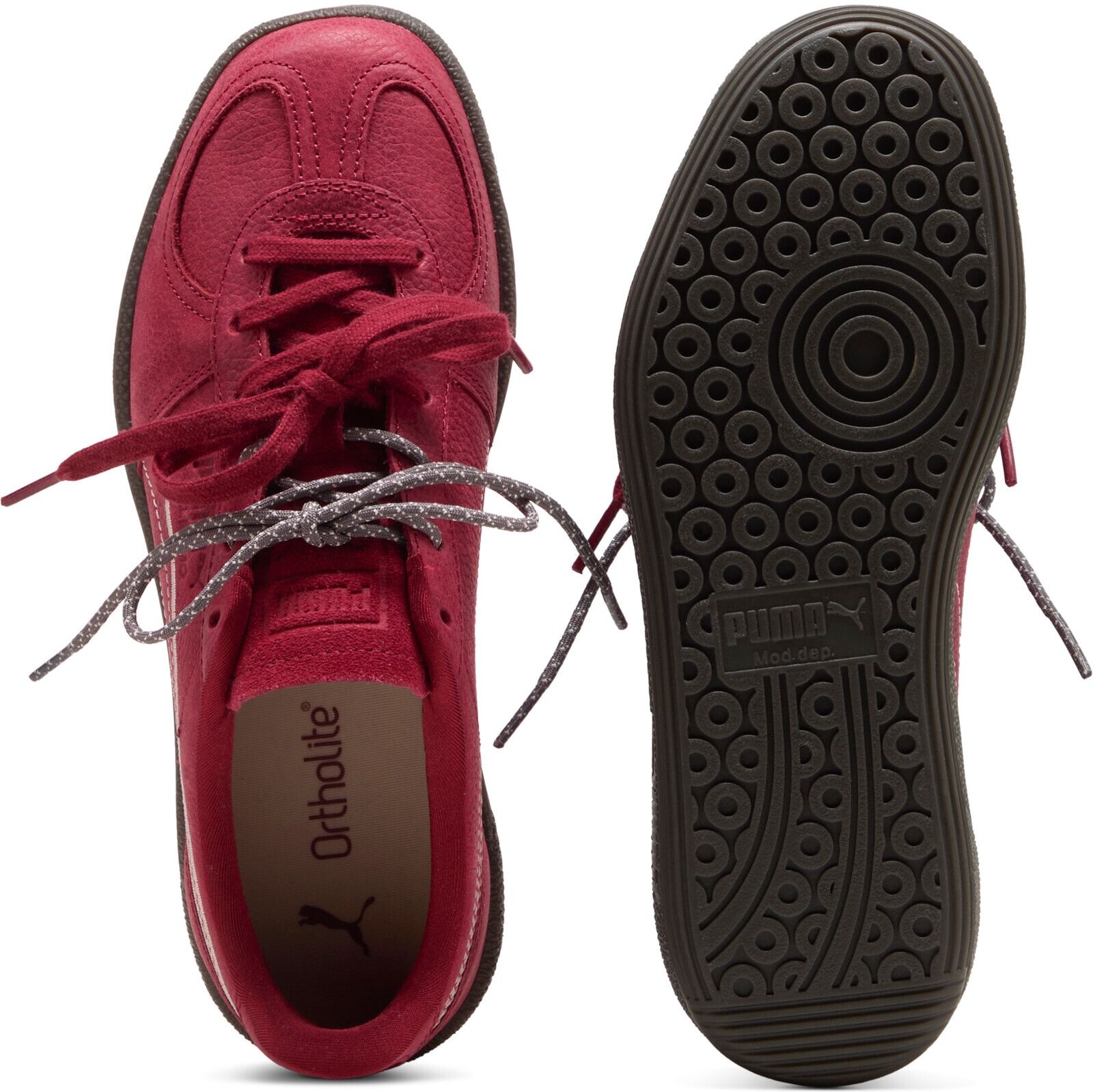 Sneaker PUMA "PALERMO DRESS-UP WNS", Damen, Gr. 37, rot (garnet glow, gum), Leder, unifarben, Schuhe Sneaker garnet glow, gum 37