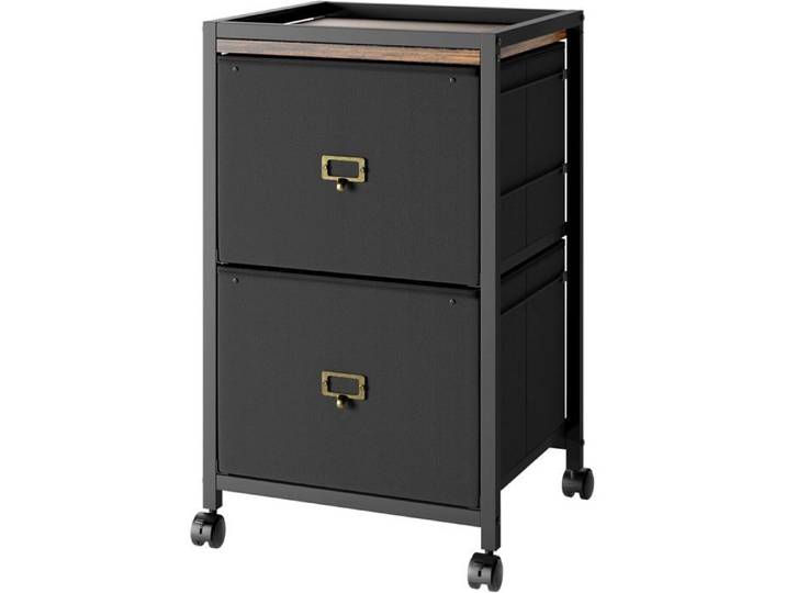 DESSERTE DE BUREAU - HOERFURIY - Mobile - 2 Tiroirs - Métal - 40x40x67 cm Noir