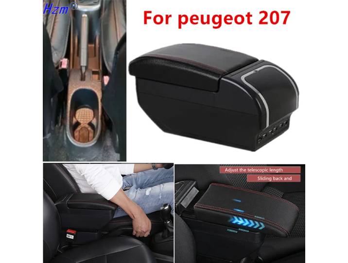 Boîte d'accoudoir pour Peugeot 207, boîte d'accoudoir pour Peugeot 207 CC, boîte de rangement centrale, accessoires de voiture dédiés à la rénovation intérieure