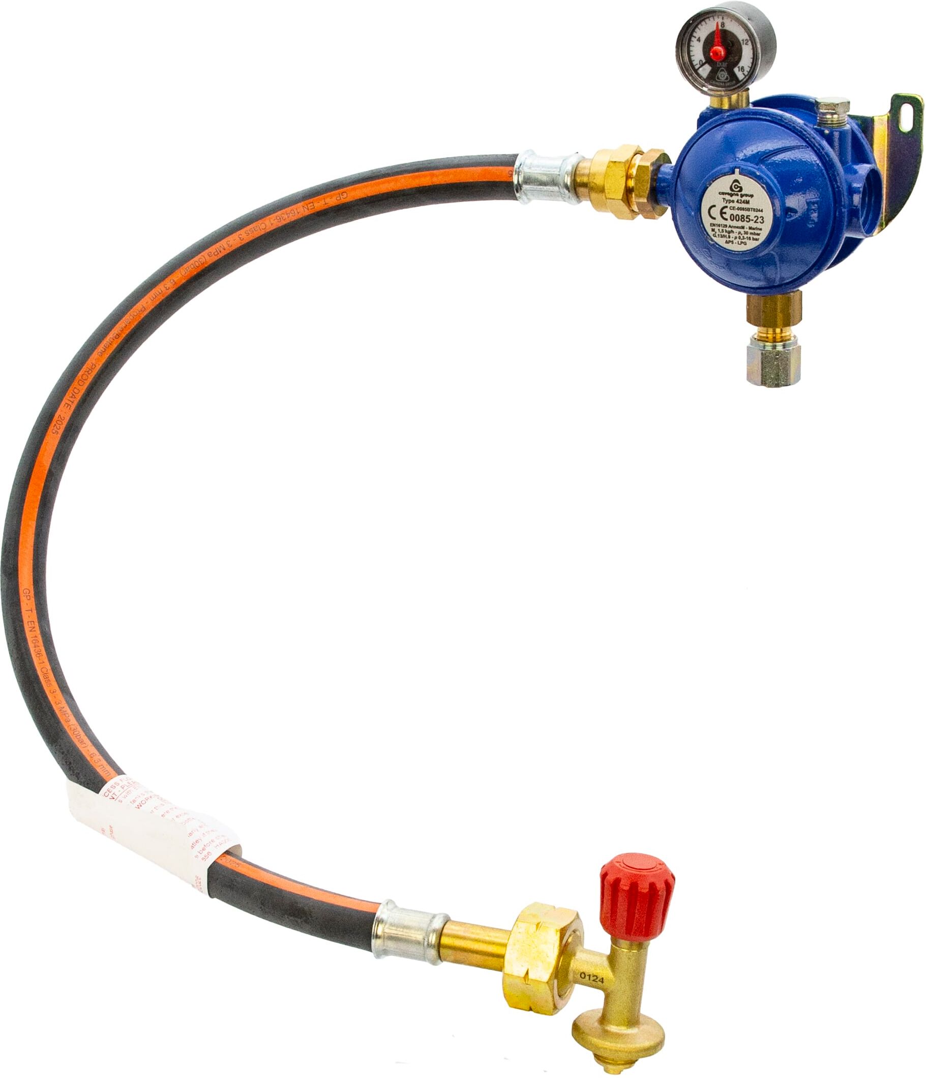 Cavagna Marine 30mbar Bulkhead Gas Regulator Kit with Gauge - Campingaz