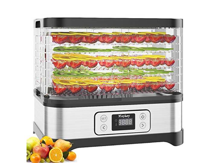 Nictemaw Dörrautomat 8 Etagen 400W - Premium Edelstahl Dehydrator mit Timer & Temperaturregler 35-70°C, Profi Dörrgerät für Beef Jerky, Trockenfrüchte & Gemüse, BPA-frei,Silber