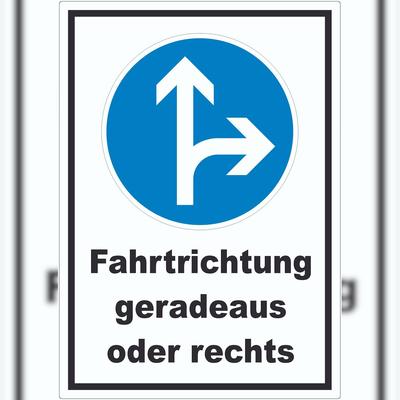HB-Druck Aufkleber Fahrtrichtung geradeaus oder rechts A2 (420x594mm)
