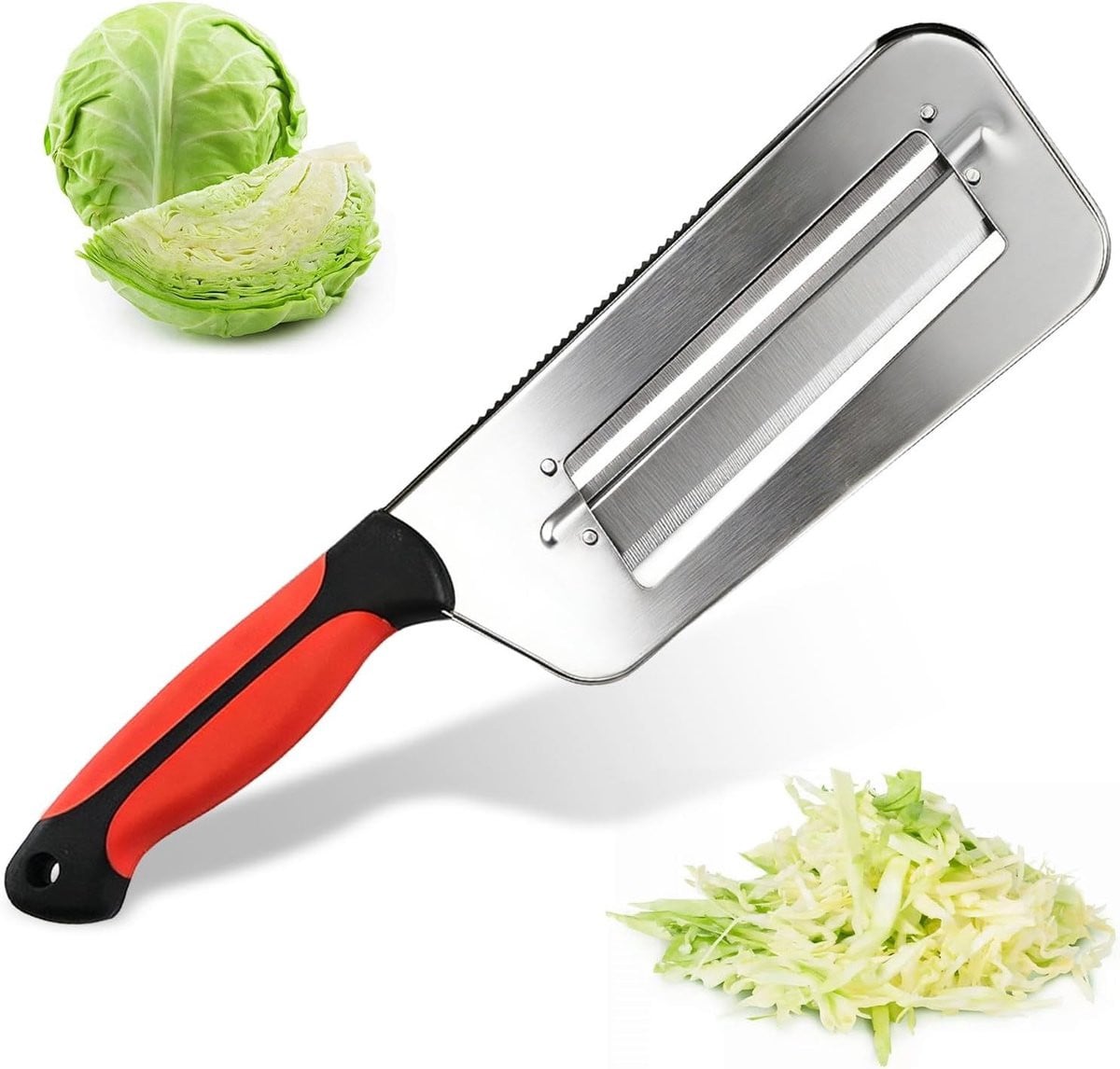 Multifunctionele Groentesnijder met 2 Roestvrijstalen Messen voor Kool, Wortelen en Fruit, Antislip Handgreep voor Sauerkraut en Coleslaw