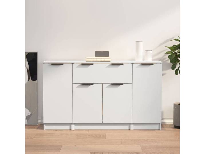 BEST-HOME Buffets - Armoire de Séjour Placard pour couloir 3 pcs Blanc Bois d'ingénierie nvq2202