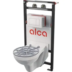 Alca Set aus Montageelement, Ausgussbecken, Schallschutzset, Gitter und Betätigungsplatte A108F 5:1 SET-01