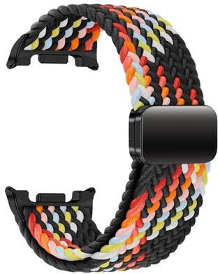 Everyday Crate Samsung Galaxy Watch8 Classic Magnetic Nylon Watch Band Adjustable Braided Stretch Strap black Rainbow