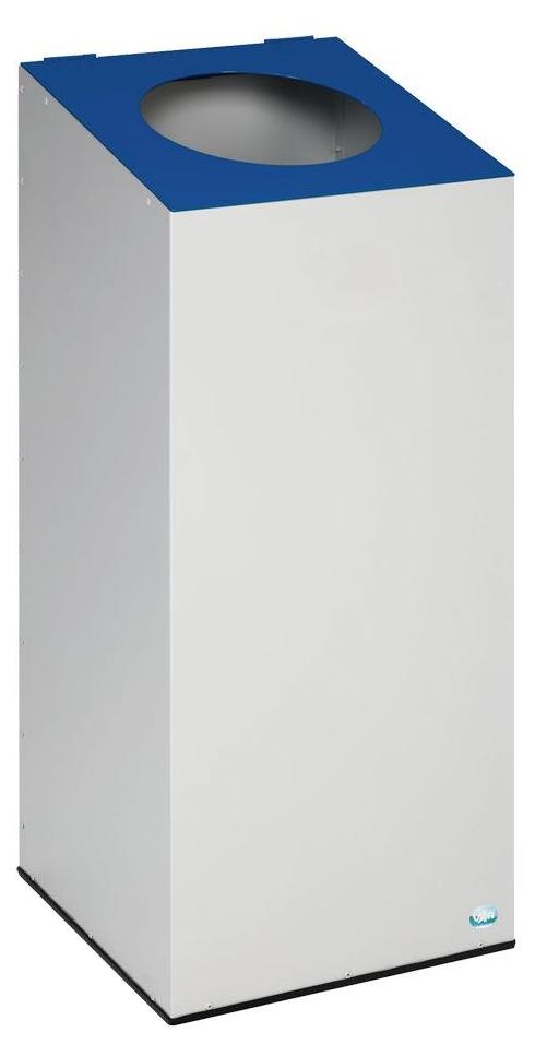 Wertstoffsammler, Stahlblech, Vol. 100 l., Klemmring, BxTxH 320x320x700 mm, Korpus silber, Aufsatz blau, Pikto Papier
