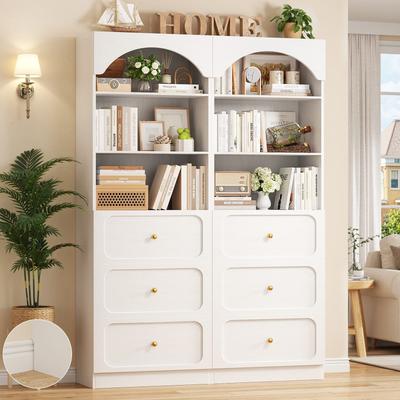 Rackcog 80'' Tall Bookcase with 3 Wood Drawers, Storage Bookshelves/ Kitchen Pantry with Open Shelves