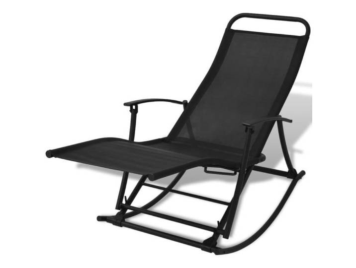 JILI - BEST Chaise à bascule de jardin Acier et textilène Noir (6066)