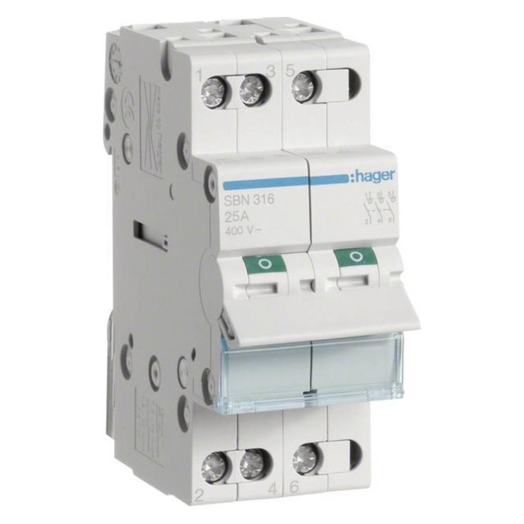 Hager SBN316. Nennstrom: 16 A, Spulenspannung (max): 440 V. Module Menge (max): 2 Modul(e), Internationale (SBN316)