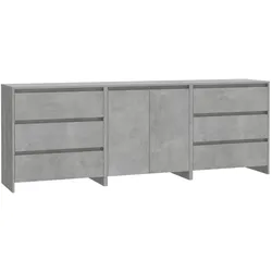 vidaXL 3-tlg. Sideboard Betongrau Holzwerkstoff