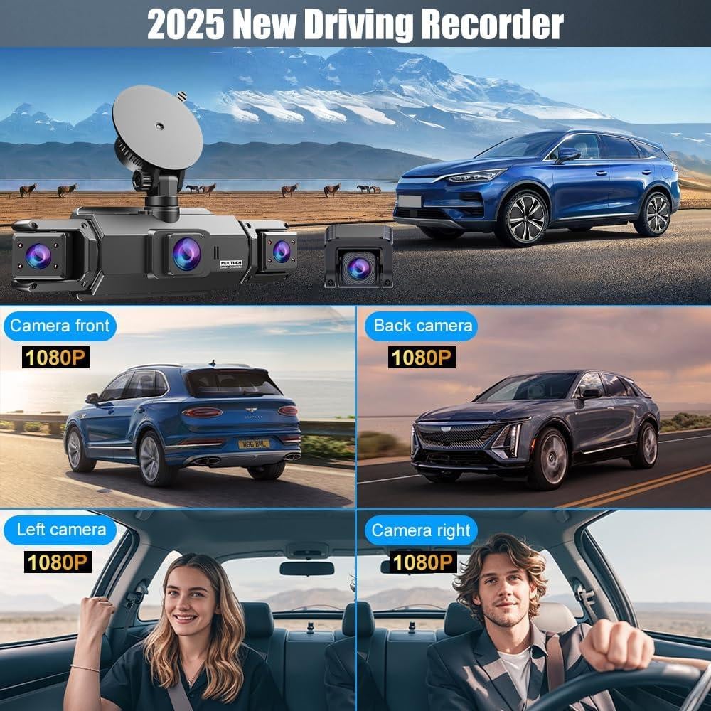 Selius 4-kanaals dashcam met 360 graden dekking