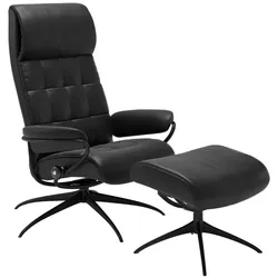 Stressless Sessel mit Hocker London Star High Back Leder Schwarz