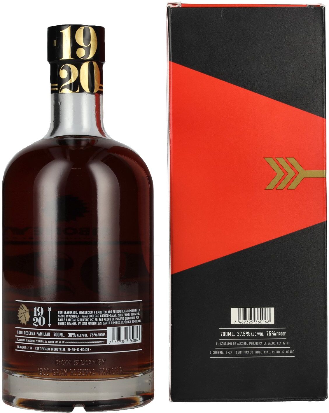 Ron Siboney 1920 GRAN RESERVA FAMILIAR Ron Dominicano 38% Vol. 0,7l in Geschenkbox