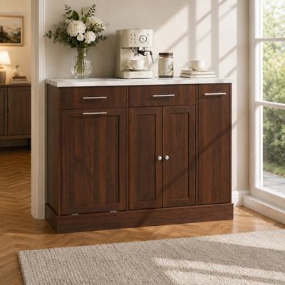 Christopher Knight Home Elara Wood Sideboard Cabinet with Multi-Compartment Storage and Pull-Out Rack