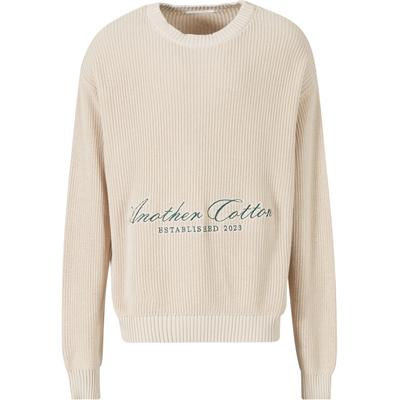 Rundhalspullover ANOTHER COTTON LAB "Another Cotton Lab Established Knit Sweater", Herren, Gr. S, beige (weiß), 100% Baumwolle, loose fit, Rundhals, Pullover Rundhalspullover