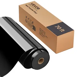 VEVOR Vinylfolie Wärmeübertragung Transferfolie (304,8 x 21336 mm), glänzend schwarze HTV-Bügelvinylrolle, kompatibel mit Schneidemaschinen, für verschiedene Materialien T-Shirts Kissen Hüte