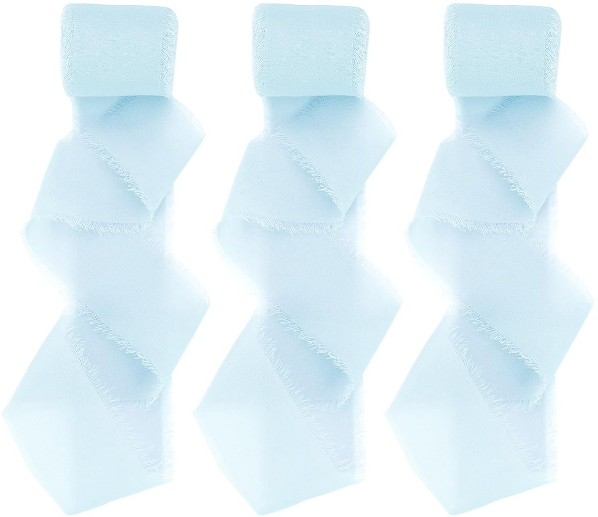 Omgoods Handgemaakte Fringe Chiffon Ribbon - Blauw - 3 cm x 6,4 m