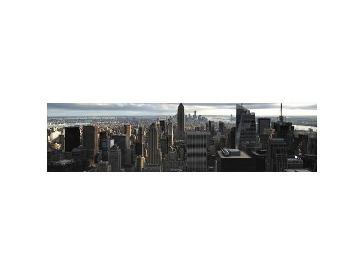 Fani Küchenrückwand Smart - Glas, Dunkelgrau, Metall, Kunststoff, Skyline, 210x53.7x0.6 cm, mit Dekor, Spritzschutz, individuell zuschneidbar, Echtglas-Optik, Küchen, Küchenausstattung, Küchenrückwände
