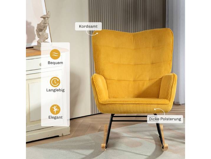 Feuille épaissie Fauteuil à bascule homcom fauteuil à bascule avec look laine pober accoudoirs fauteuil avec glissière en bois