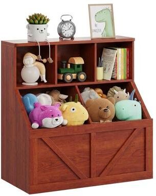 Garvee Toy Storage Organizer with Bookshelf, 3-Tier Toy Shelf & 2 Storage Bins