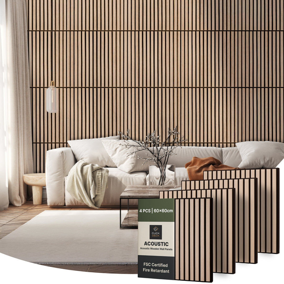 17 Stories Mehreen 60 cm x 60 cm 3D Wall Panel (4-pack) Natural Oak 60cm H