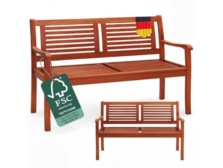 CASARIA Banc de Jardin 2 Places en Bois d'Eucalyptus Certifié FSC 120x56x88 cm\, Siège de terrasse\, Jardin\, Patio\, banc d'éxterieur