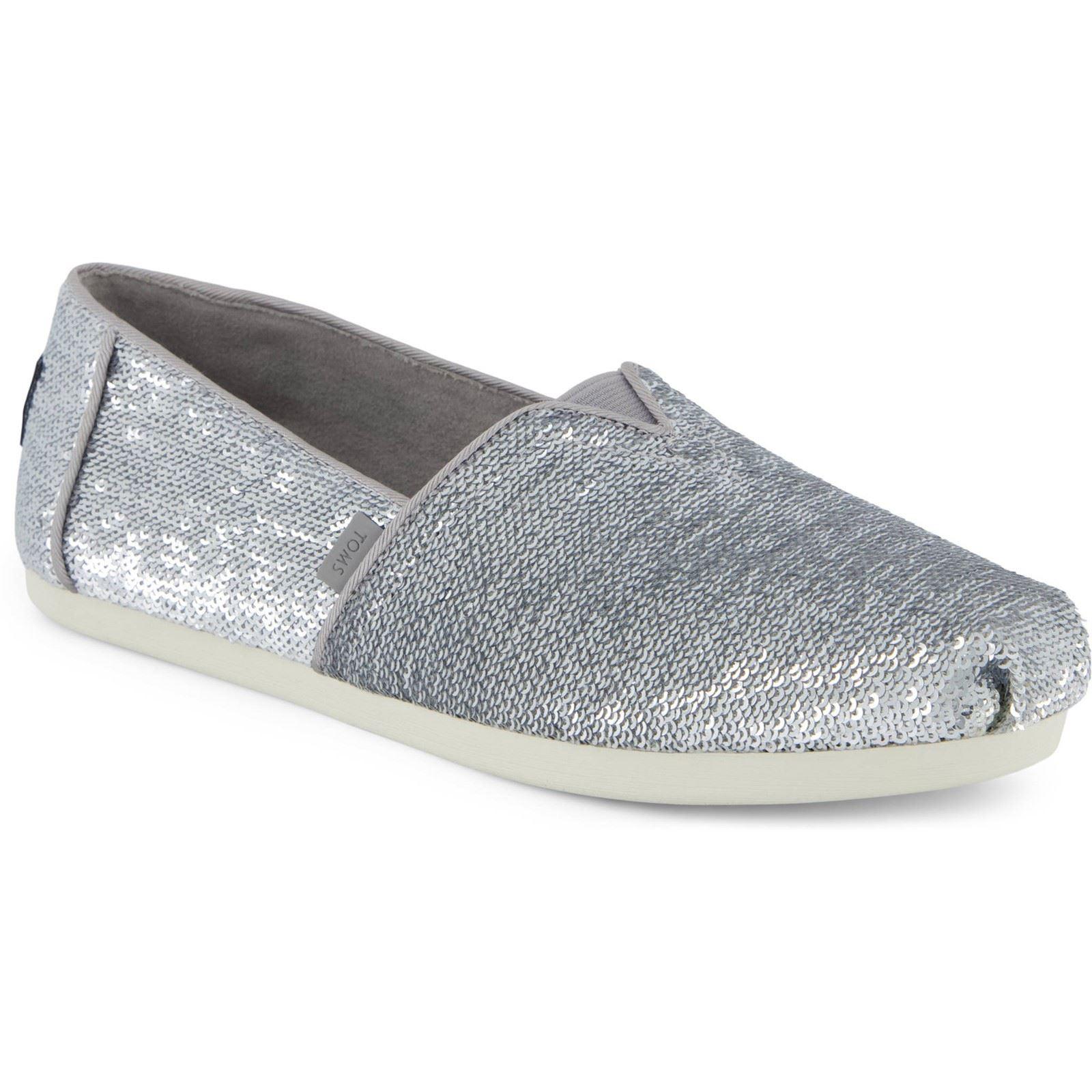 TOMS Alpargata Pailletten Textil Damen Silber Espadrilles