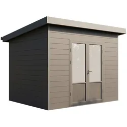 Wolff Finnhaus WPC Gartenhaus Terra 3024 Anthrazit/Hellgrau - 28 mm  Ohne Fußboden