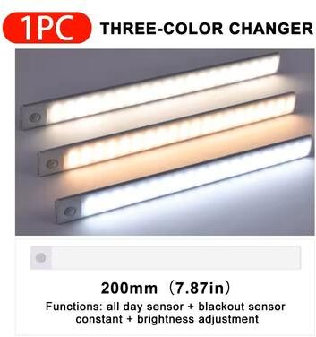 Inspire Select USB Rechargeable 3 Color Sensor Car Light Bar Automatic Induction LED Lamp For Trunk, Floor & Interior 20cm