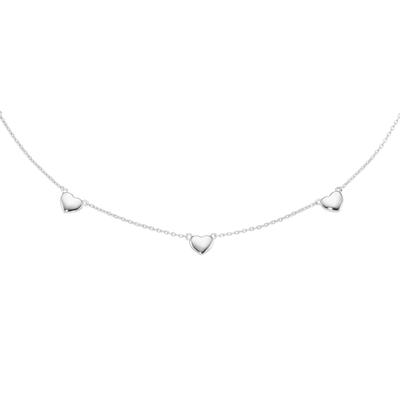 Kette mit Anhänger FIRETTI "Schmuck Geschenk Silber 925 Halsschmuck Ankerkette Zwischenteile Herz", silber (silberfarben), Halsketten, Damen, Silber 925 (Sterlingsilber), L: 45 B: 1mm, B:1mm
