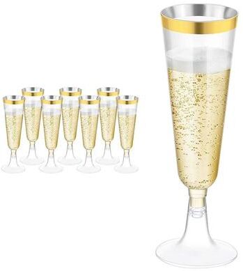 Uplifted Finds Disposable Plastic Champagne Flute Cups Set Of 5 gold
