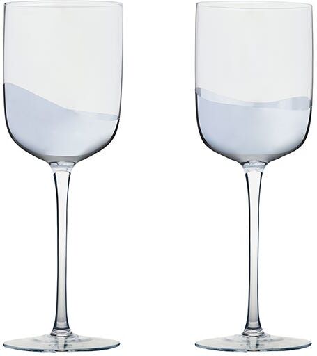 Anton Studios Anton Studio Designs Wave Set of 2 Wine Glasses Silver