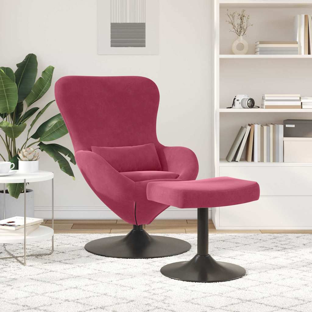 vidaXL Chaise Œuf avec Pouf Bordeaux Velours