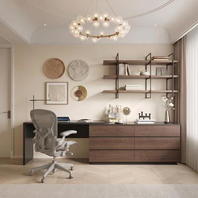 Unbrand Modern Home Office Expandable Dresser Desk Combo with 6 Drawers