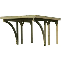 Karibu Carport Einzelcarport Classic Einzel 1 Stahldach, 2 Rundbögen (Holzcarport) inkl. gratis H-Pfostenanker