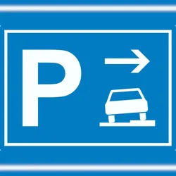 HB-Druck Gehweg Parkplatz mit Richtungspfeil rechts Aufkleber waagerecht A4 (210x297mm)