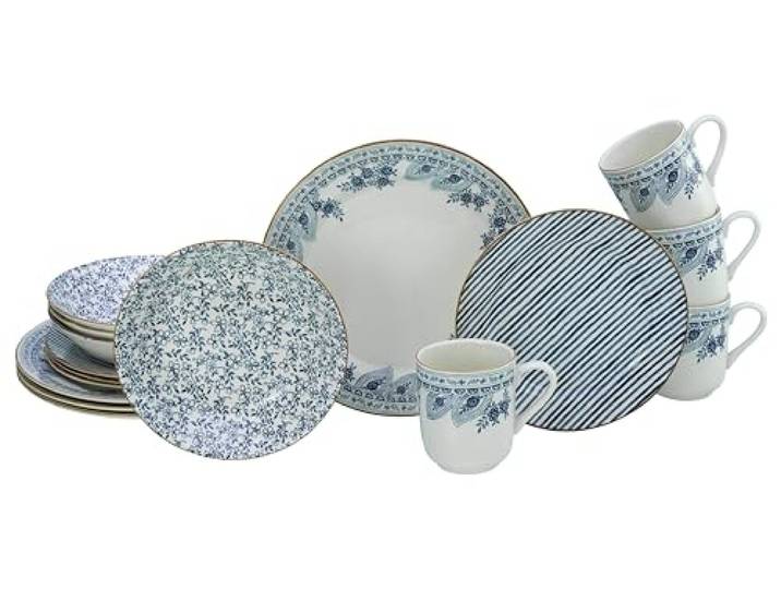 CreaTable\, 10000\, série Euböa\, set de vaisselle 16 pièces\, service combiné en faïence