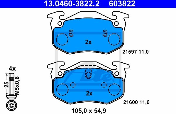Ate Bremsen-Set Va + Ha Skiyd0fjq1 Hinterachse Voll 238mm 8mm Für Renault Dacia