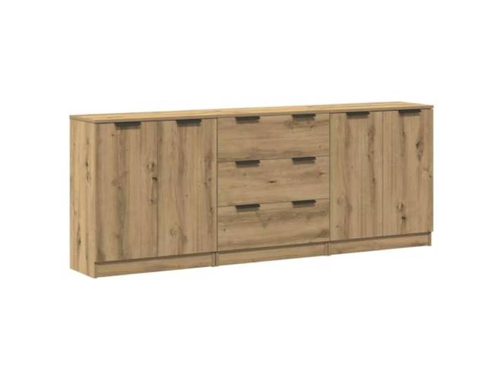 Coespram Sideboard 3er Set Artisan-Eiche 180x30x70 cm Holzwerkstoff 3-teilige Kommode in Artisan-Eiche Optik für Wohnzimmer und Flur. Bietet flexiblen Stauraum und pflegeleichte Oberflächen.
