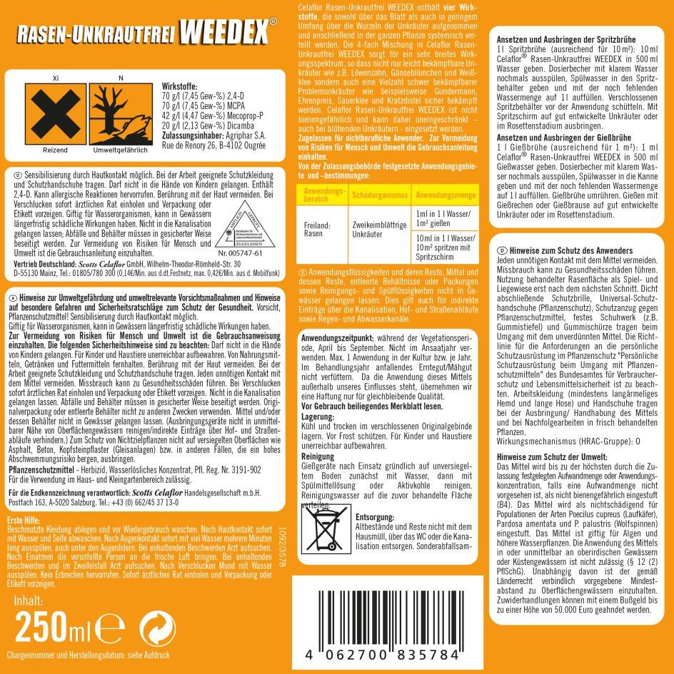 Celaflor Rasen-Unkrautfrei Weedex 250 ml