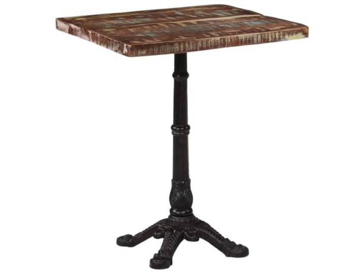 HBBMGYD Bistrotisch, 60 x 60 x 76 cm, Massivholz Basis aus Gusseisen, Stabilität und Robustheit, quadratischer Tisch, getrocknetes Altholz, Getränkeablage