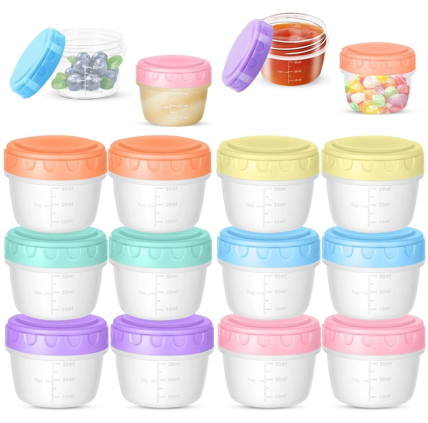Set van 12 kleine vriezerdozen met deksel, 80 ml