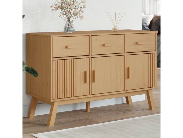vidaXL Sideboard OLDEN Braun 114x43x73,5 cm Massivholz Kiefer