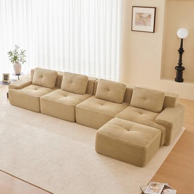 TOP_RATED Modular 4-Seat L-Shaped Sectional Sofa with Deep Seating Corduroy Cam