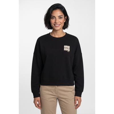 Sweatshirt BOSS ORANGE "Ever Premium Damenmode", Damen, Gr. S, schwarz (schwarz 001), Sweatware, Obermaterial: 100% Baumwolle, unifarben, oversize hüftbedeckend, Rundhals, Rippbündchen, Sweatshirts Sweatshirt, im Oversize Fit, mit Stickerei