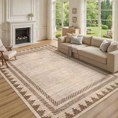 Garvee Graphic Modern Border Geometric Area Rug